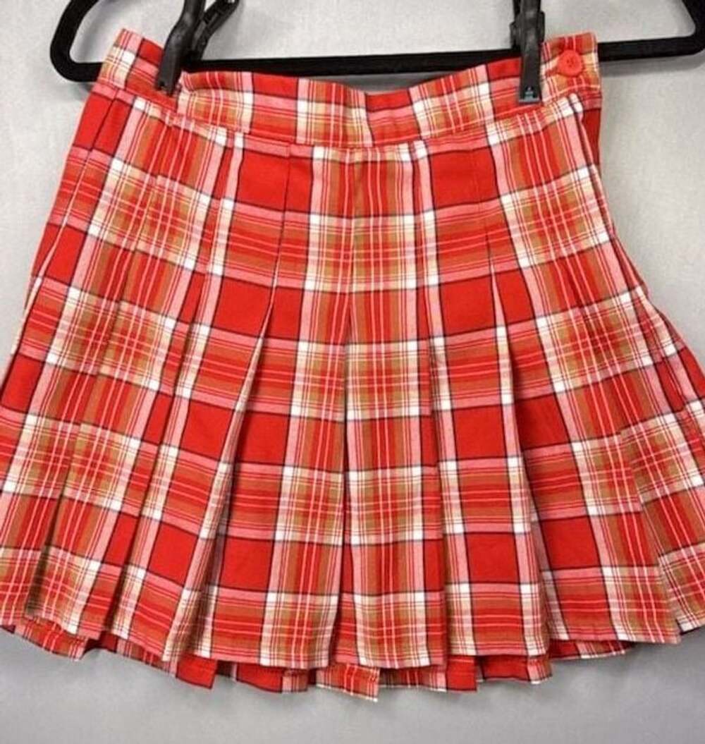 Aerie Y2K Women's Red Plaid Pleated Mini Skirt Size S Clueless Cher